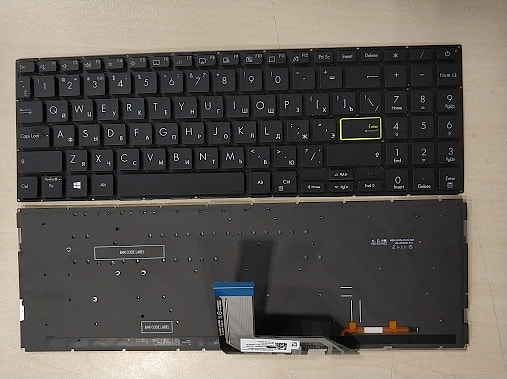 Клавиатура для ноутбука Asus VivoBook S15 S533F, S533FA, чёрная, без рамки, с подсветкой