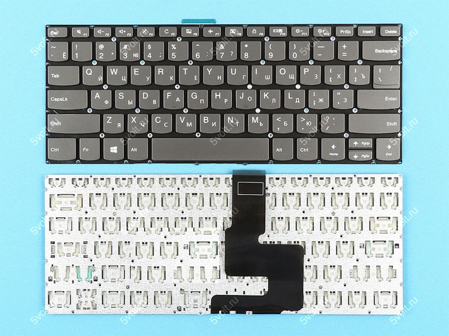 Клавиатура для ноутбука Lenovo IdeaPad 520-14, V330-14, v130-14 серая, без рамки