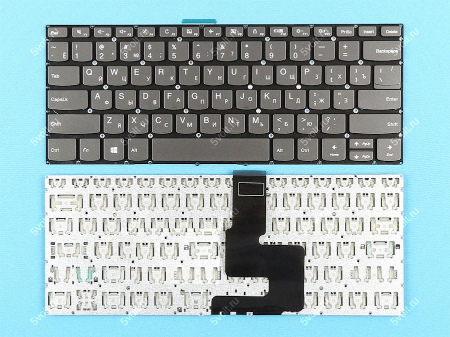 Клавиатура для ноутбука Lenovo IdeaPad 520-14, V330-14, v130-14 серая, без рамки