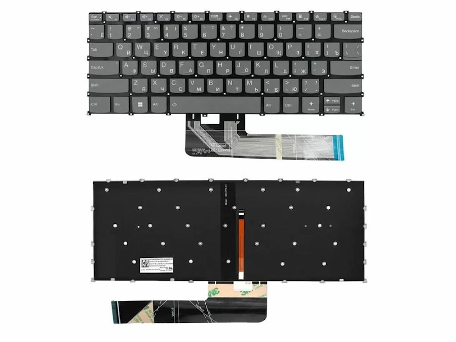 Клавиатура для ноутбука Lenovo IdeaPad Flex 5-14, серая, с подсветкой, RU