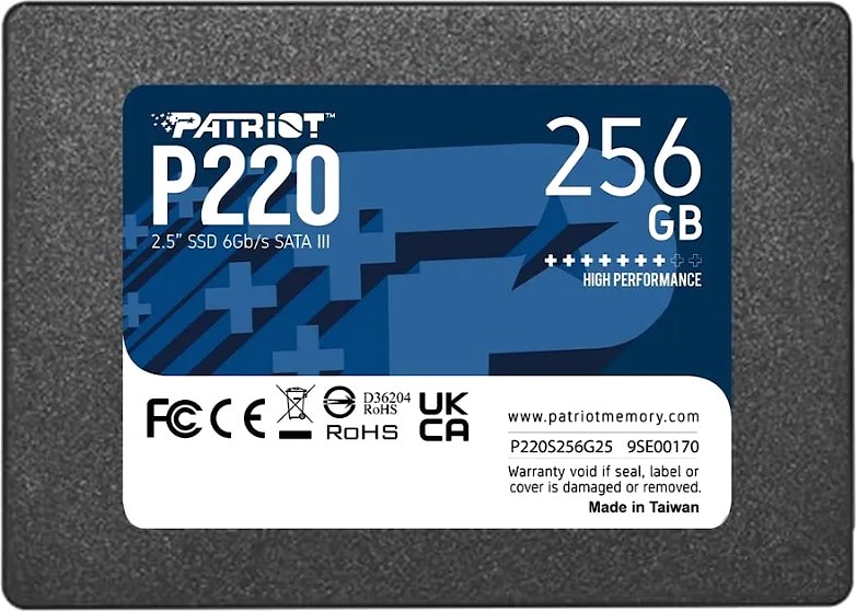 PATRIOT P220 256GB SSD, 2.5” 7mm, SATA III, Read/Write: 550 / 490 MB/s, Random Read/Write IOPS 40K/50K, S