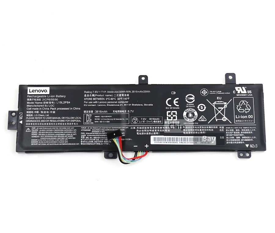 Аккумулятор для Lenovo IdeaPad 310-15IKB, 310-15ISK, 510-15IKB, 510-15ISK, (L15L2PB4, L15C2PB5), 30Wh, 4030mAh, 7.6V
