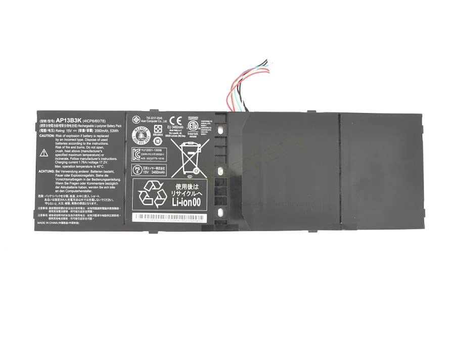 Аккумулятор для Acer Aspire M5-583, V5-472, V5-473, V5-552, V5-572, V5-573, V7-481, V7-581, V7-582, R7-571, (AL13B8K, AP13B3K), 53Wh, 3560mAh, 15V