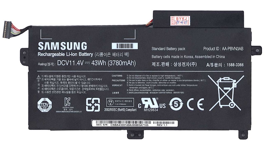 Аккумулятор Samsung 370R5E, 370R4E, 450R5V, 470R5E, 510R5E, (AA-PBVN3AB), 3600mAh, 11.4V