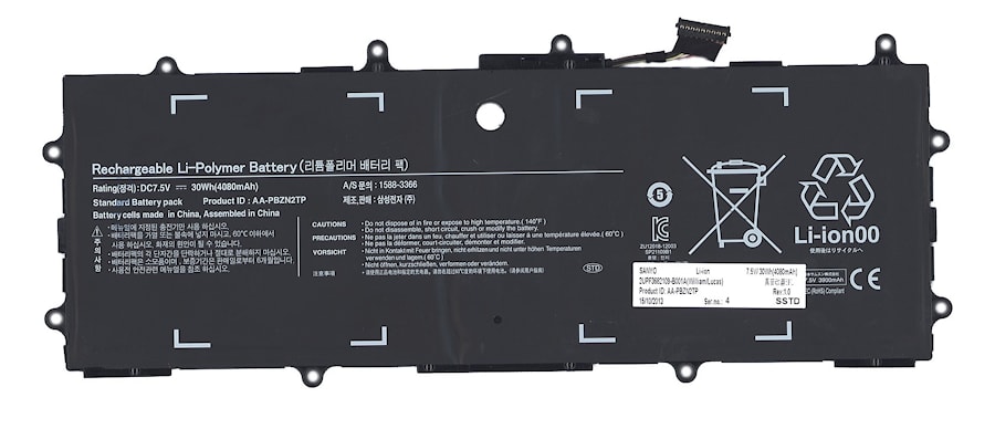 Аккумулятор для Samsung NP905S3G, NP915S3G, XE500T1C, (AA-PBZN2TP), 30Wh, 4080mAh, 7.5V черный ORG