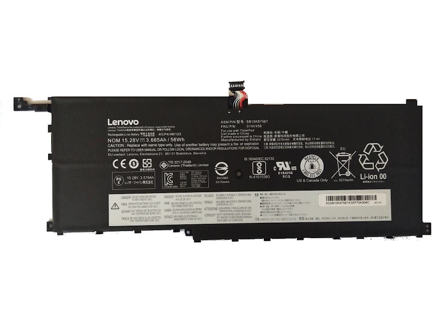Аккумулятор Lenovo ThinkPad X1 Yoga, Carbon Gen 4, (01AV409), 56Wh, 15.28V, ORG