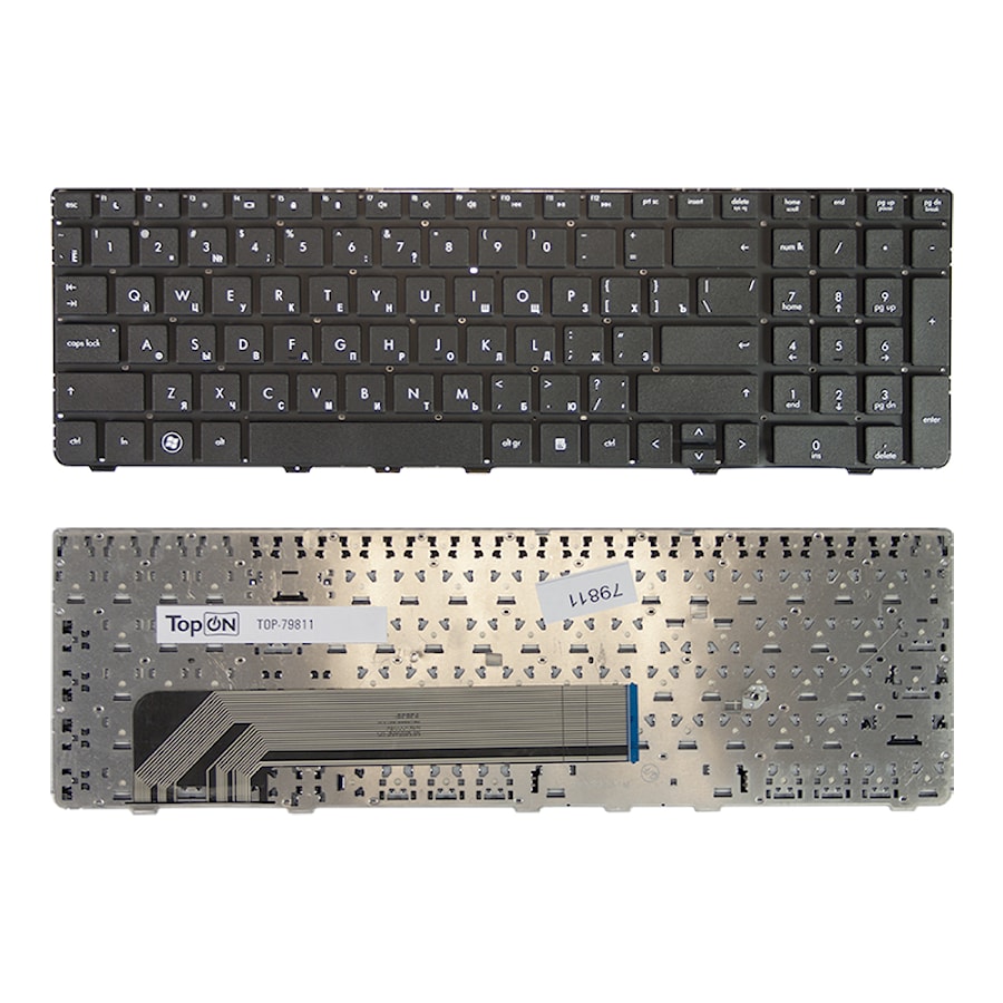 Клавиатура для ноутбука HP Probook 4535S, 4530S, 4730S Series. Плоский Enter. Черная, без рамки. PN: NSK-CC0SV, 9Z.N6MSV.00R.