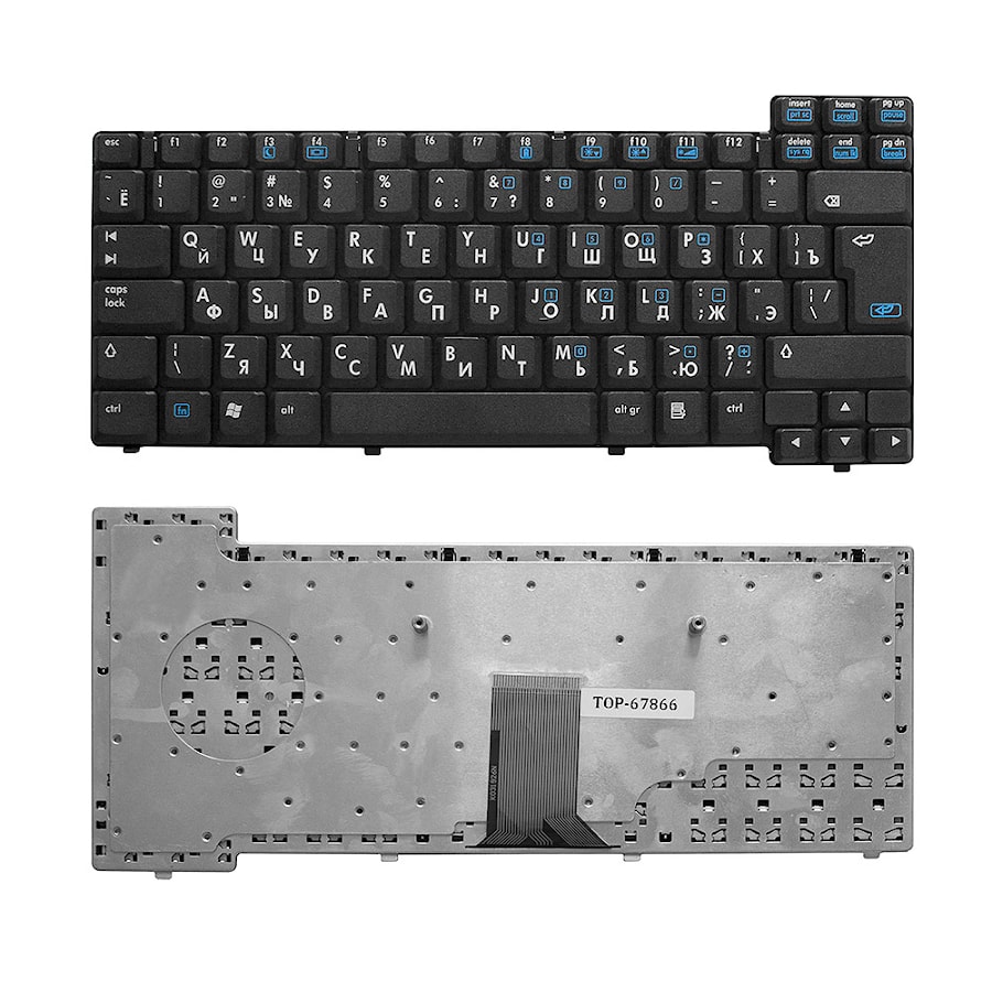 Клавиатура для ноутбука HP Compaq nx6105, nx6110, nx6115, nx6120, nx6130, nx6310 Series. Г-образный Enter. Черная без рамки. PN: NSK-C6A0R, 9J.N7182.A