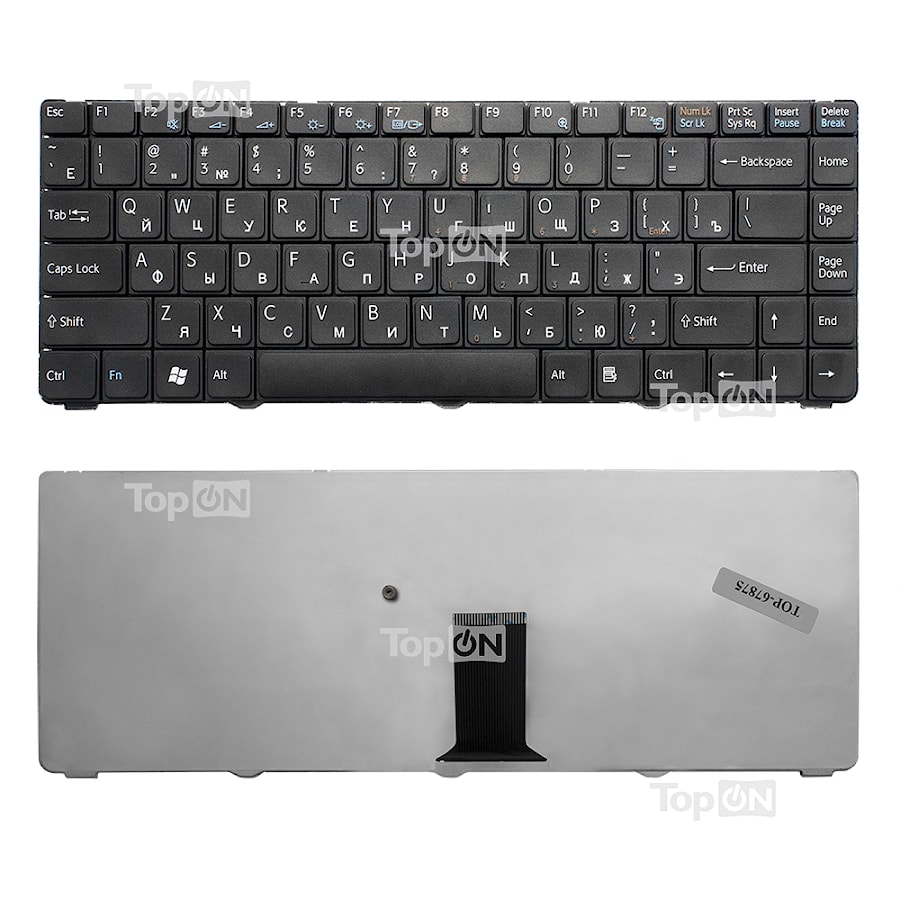 Клавиатура для ноутбука Sony Vaio VGN-NR, VGN-NS Series. Плоский Enter. Черная, без рамки. PN: NSK-S6101, 9J.N0A82.101.