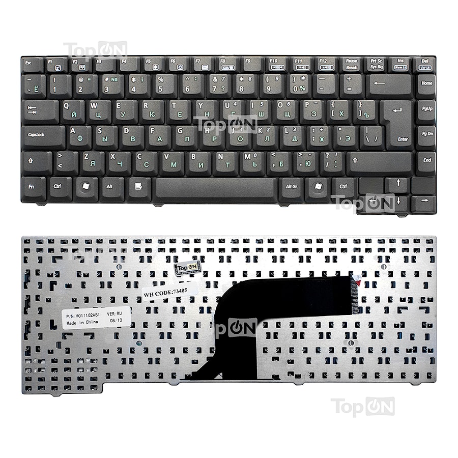 Клавиатура для ноутбука Asus F5, A3H, A4, A4000, A7, A7000 Series. Г-образный Enter. Черная, без рамки. PN: K011162M2, 9J.N5382.J0R.