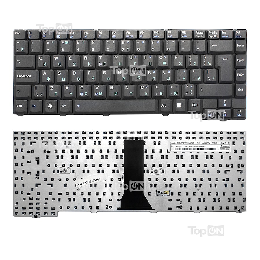 Клавиатура для ноутбука Asus F2, F3, X53, PRO31, T11, Z53 Series. (28pin). Г-образный Enter. Черная, без рамки. PN: K012462A1, 04GNI11KUS00.
