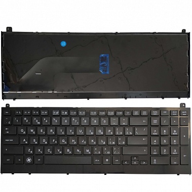 Клавиатура для ноутбука HP ProBook 4520, 4520s, 4525, 4525s Series. Плоский Enter. Черная, с черной рамкой. PN: NSK-HN1SW, 9Z.N4CSW.10R.  