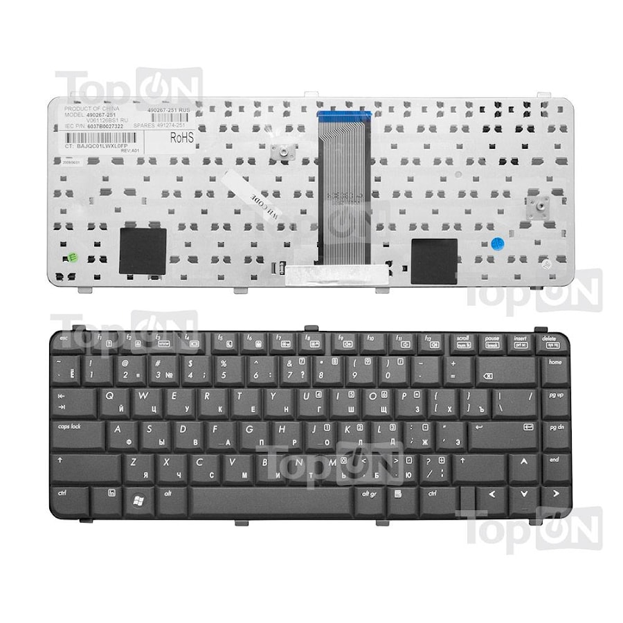 Клавиатура для ноутбука HP Compaq 511, 515, 516, 610, 615, 6530s, 6531s, 6535s Series. Плоский Enter. Черная, без рамки. PN: 537583-001, NSK-HFM01.