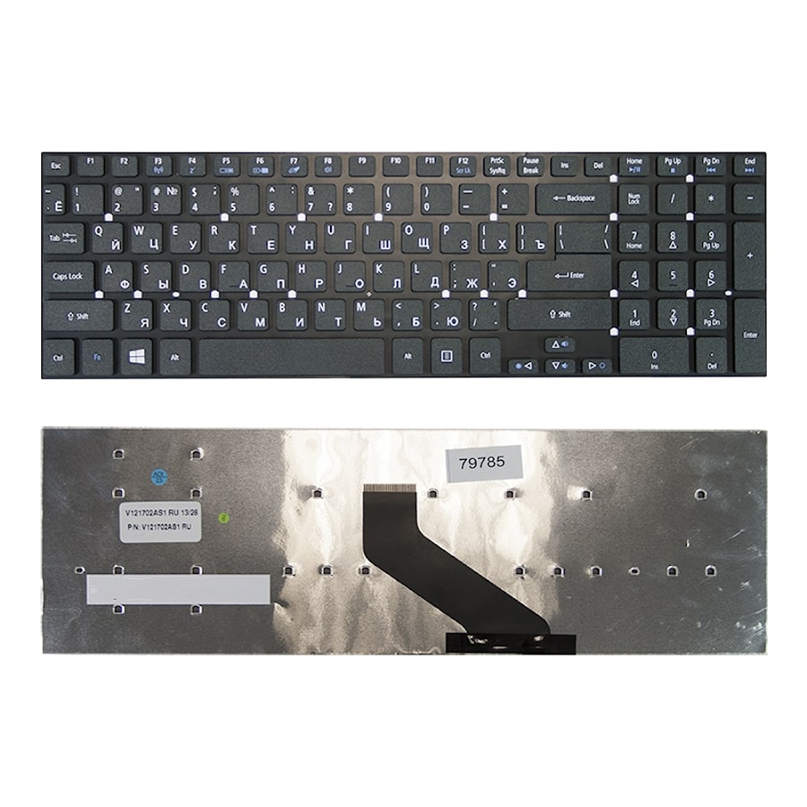 Клавиатура для ноутбука Acer Aspire 5755, 5755G, 5830, 5830G, 5830T, V3-551, V3-771 Series. Г-образный Enter. Черная, без рамки. PN: MP-10K33SU-698.