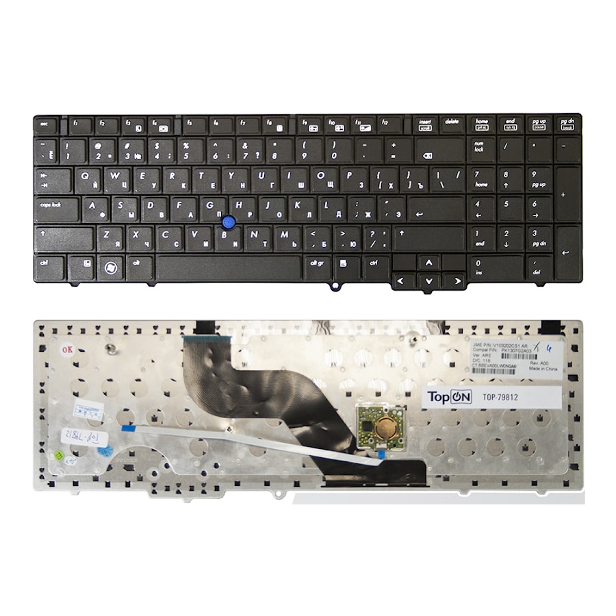Клавиатура для ноутбука HP Probook HP ProBook 6540b, 6545b, 6550b, 6555b Series. Плоский Enter. Черная, без рамки. PN: NSK-HHM0R, 9Z.N3F82.M0R.