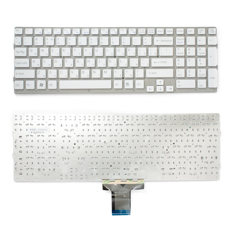 Клавиатура для ноутбука Sony Vaio VPC-EB Series. Плоский Enter. Белая, без рамки. PN: 148792871, V111678A.