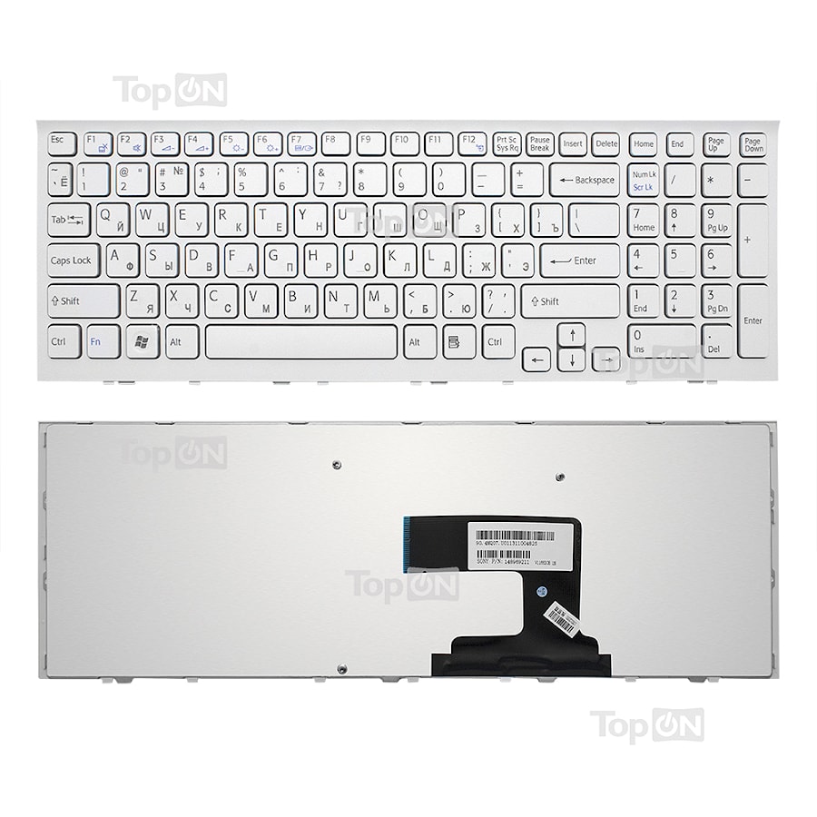 Клавиатура для ноутбука Sony Vaio VPC-EL Series. Белая, с рамкой. Русифицированная.