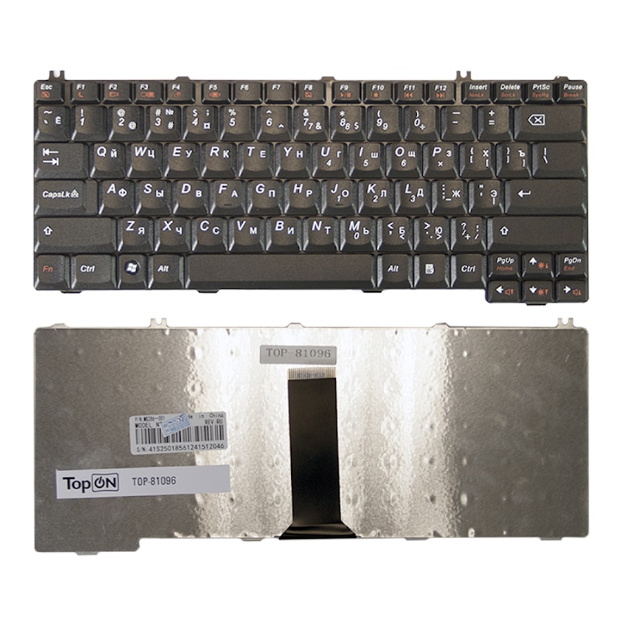Клавиатура для ноутбука Lenovo ThinkPad F31, F41, F51, IdeaPad 3000 C100, 3000 N100 Series. Плоский Enter. Черная, без рамки. PN: 42T3419, 05X004.