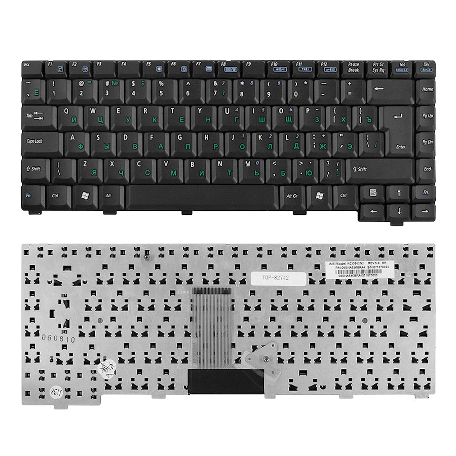 Клавиатура для ноутбука Asus A3, A3L, A3G, A3000, A6, A6000, Z9, Z81 Series. Г-образный Enter. Черная, без рамки. PN: K000962V1, 04GNA51KRUS1-2.