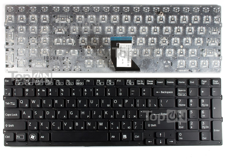 Клавиатура для ноутбука Sony Vaio VPC-CB, VPC-CB17, VPCCB17 Series. Плоский Enter. Черная, без рамки. PN: 148954821, 9Z.N6CBF.00R.