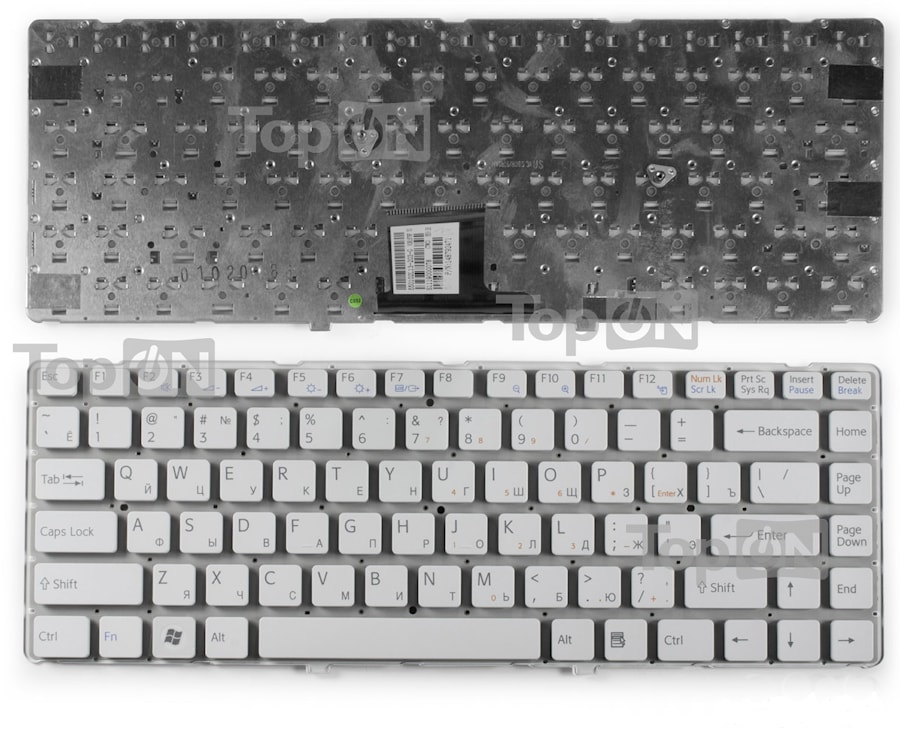 Клавиатура для ноутбука Sony Vaio VPC-EA Series. Плоский Enter. Белая, без рамки. PN: 148793151, V081678DS1.
