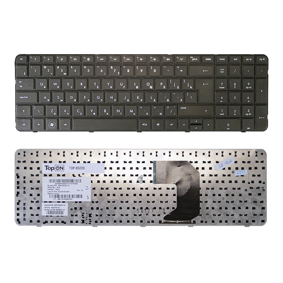 Клавиатура для ноутбука HP Pavilion G7-1000, G7-1100, G7-1200, G7-1300 Series. Г-образный Enter. Черная, без рамки. PN: AER18700010, 2B-41801Q100.