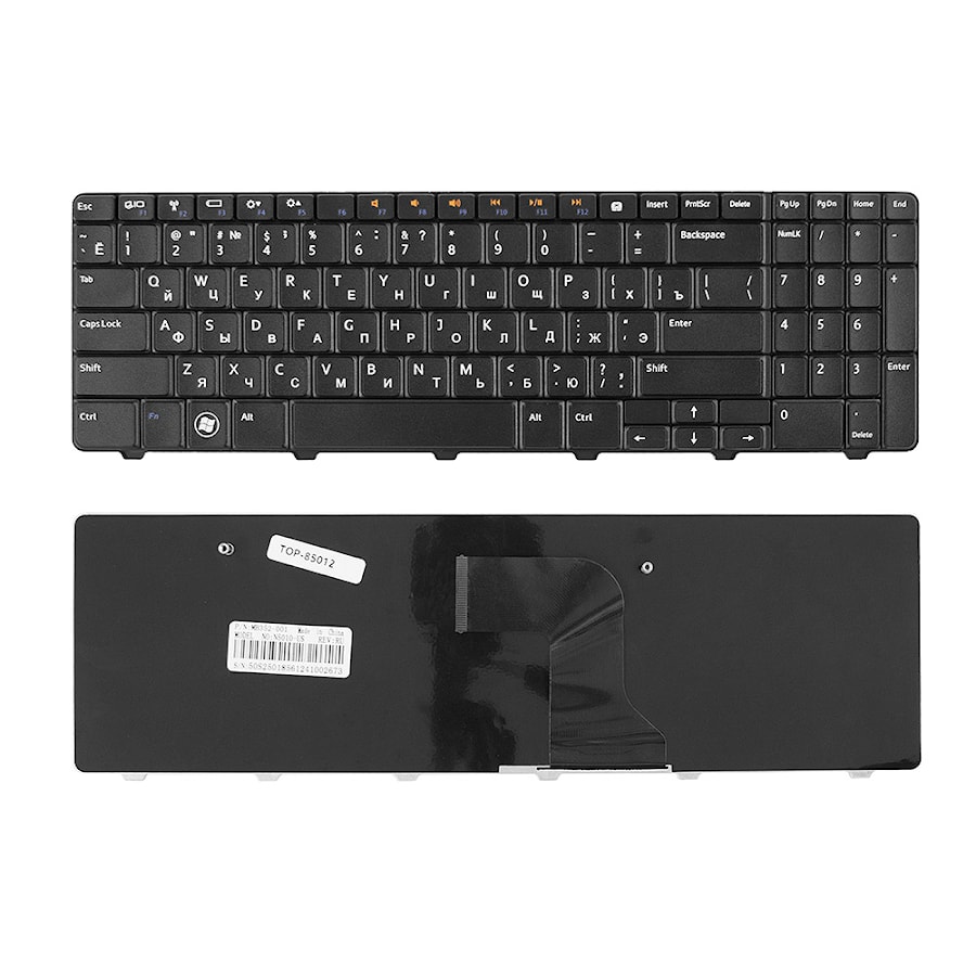 Клавиатура для ноутбука Dell Inspiron M5010, N5010 Series. Плоский Enter. Черная, без рамки. PN: NSK-DRASW 0R, 9Z.N4BSW.A0R.