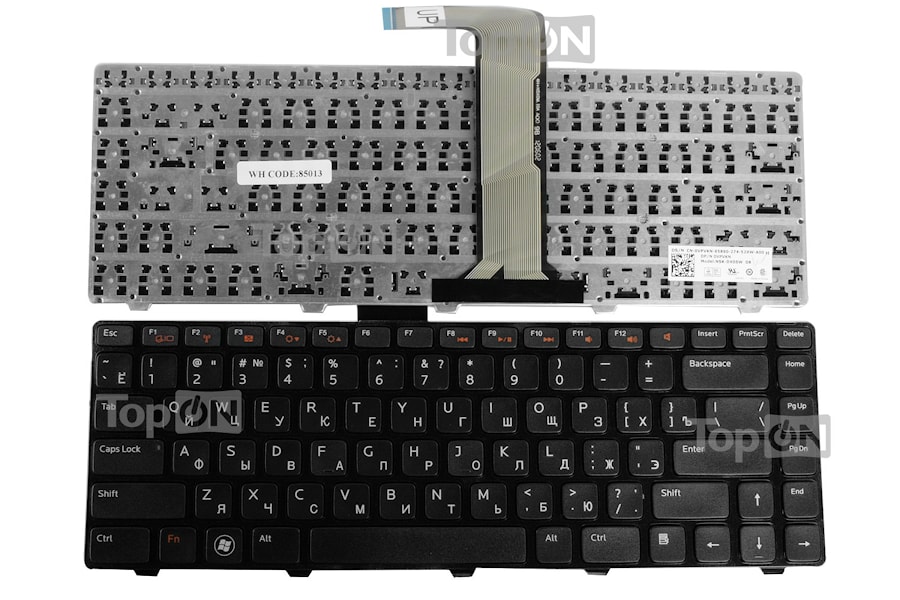 Клавиатура для ноутбука Dell Inspiron 3520, 5520, N5050, Vostro 1540, 3350, 3550 Series. Плоский Enter. Черная, с черной рамкой. PN: NSK-DX0SW.