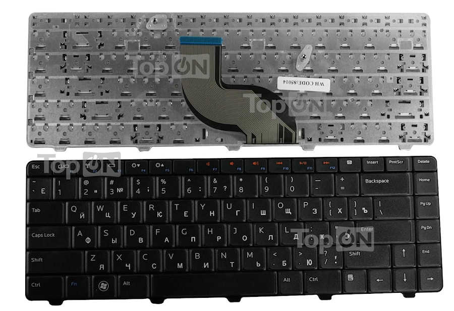 Клавиатура для ноутбука Dell Inspiron 14V, 14R, N4010, N4030, N4020, N3010 N5030 Series. Плоский Enter. Черная, без рамки. PN: NSK-DJH0R, 9Z.N1K82.D0.