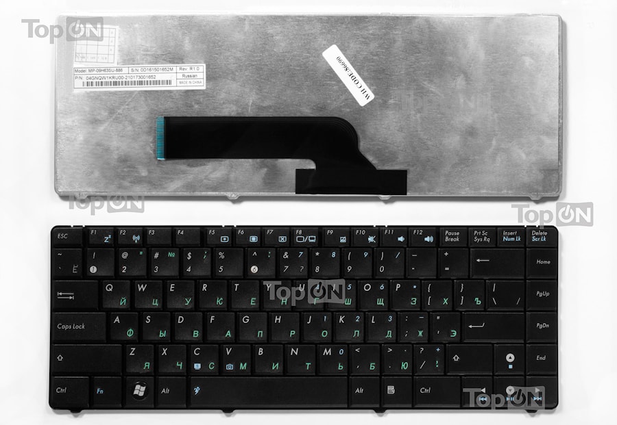 Клавиатура для ноутбука Asus K40, F82, P80, P81, X8 Series. Плоский Enter. Черная, без рамки. PN: V090462AS1, 55JM0005.