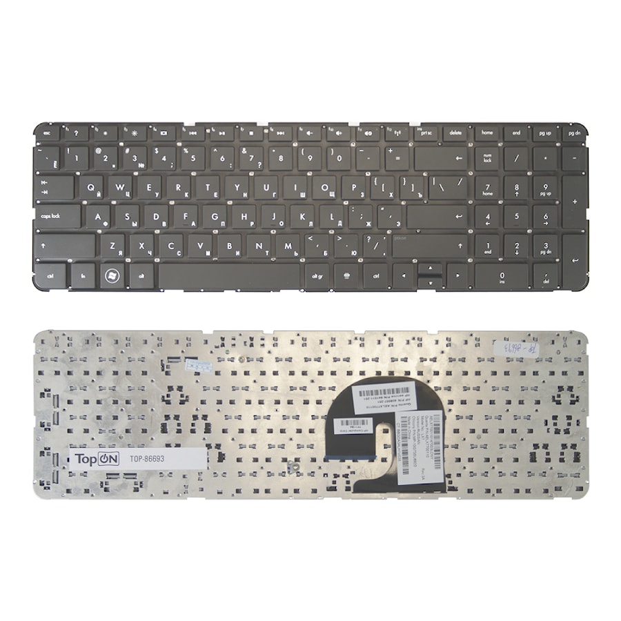 Клавиатура для ноутбука HP Pavilion DV7-4000, DV7-5000 Series. Плоский Enter. Черная, без рамки. PN: NSK-HS0UQ 01, 9Z.N4DUQ.001.