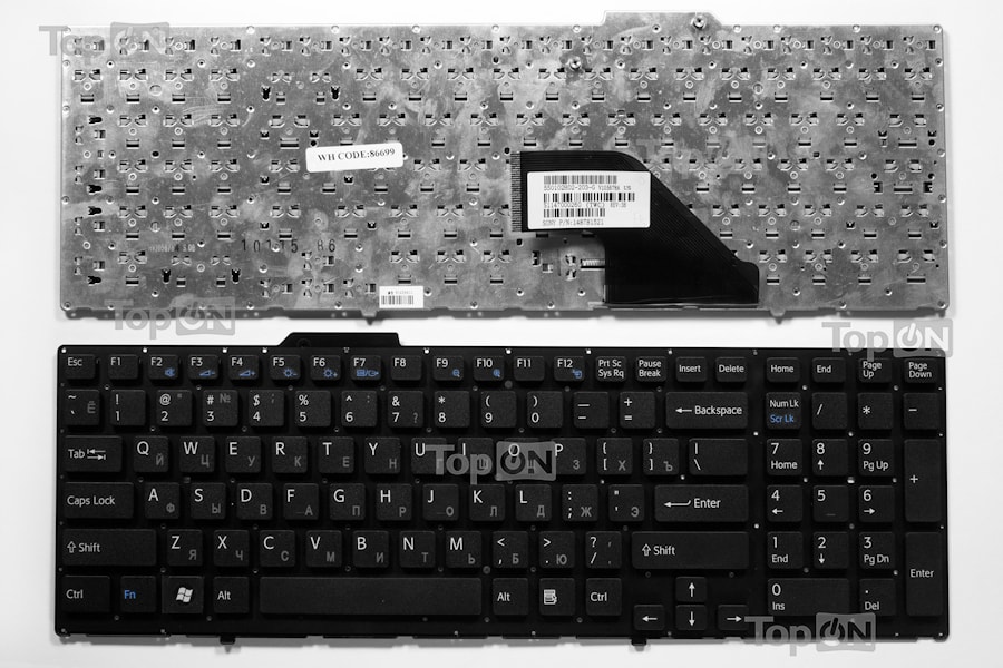 Клавиатура для ноутбука Sony Vaio VPC-F11, VPC-F12, VPC-F13 Series. Плоский Enter. Черная без рамки. PN: 148781111, 9Z.N3S82.201, 148781561.