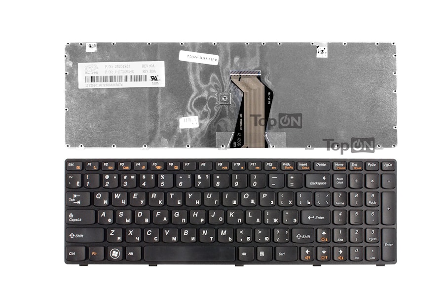 Клавиатура для ноутбука Lenovo Ideapad G580, G585, G780, V580, Z580, Z585, Z780 Series. Плоский Enter. Черная, с черной рамкой. PN: AELZ3700110.