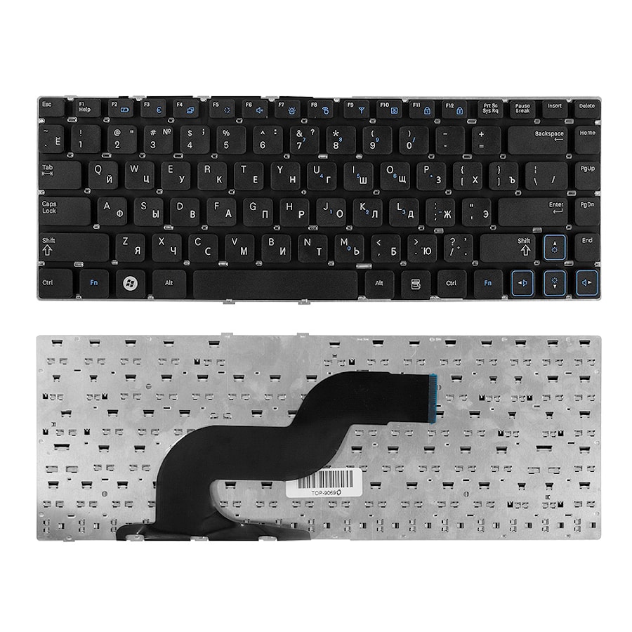 Клавиатура для ноутбука Samsung RC410, RV411, RV412 Series. Плоский Enter. Черная, без рамки. PN: BA59-02939D, CNBA5902939CBIL.