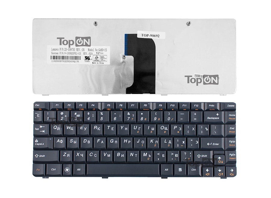 Клавиатура для ноутбука Lenovo G460, G460E, G465 Series. Плоский Enter. Черная, без рамки. PN: 9Z.N5JSN.00R, NSK-B30SN.