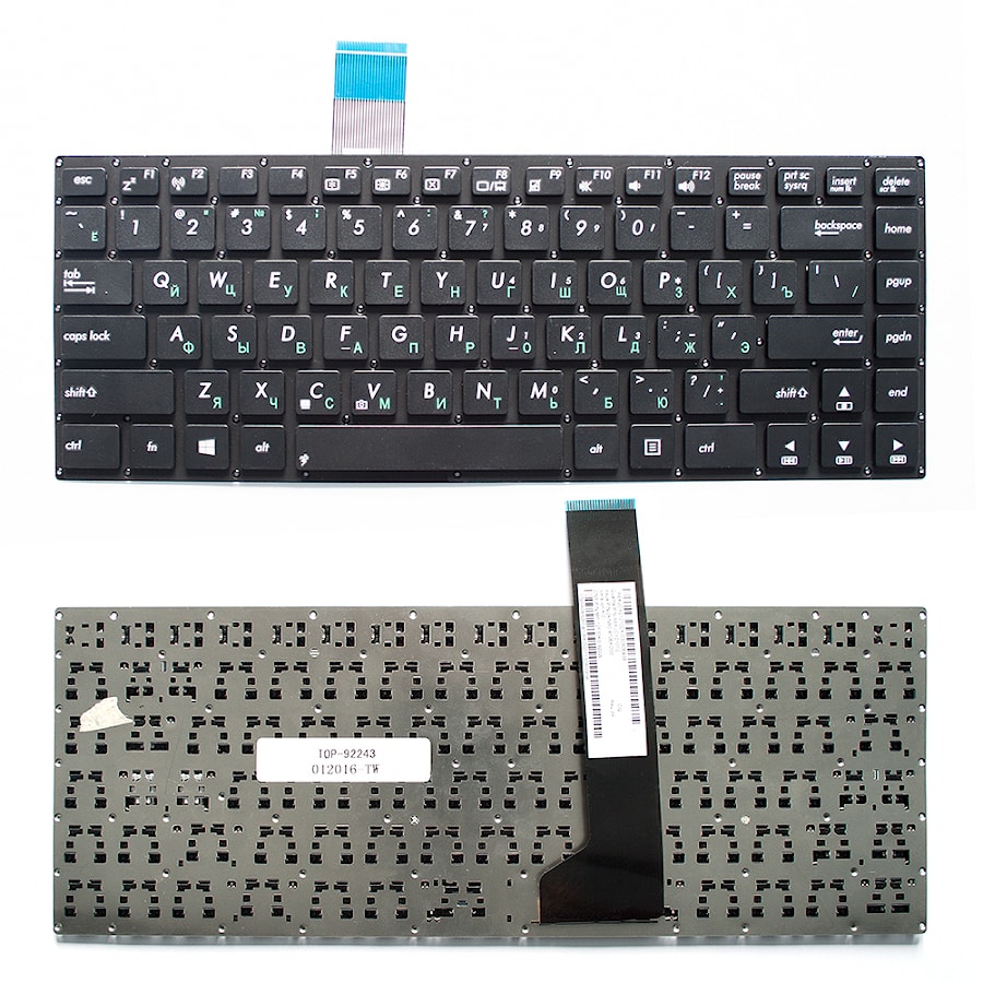 Клавиатура для ноутбука Asus K46, K46C, K46CA, K46CB, K46Cm, S405C, S46C Series. Плоский Enter. Черная, без рамки. PN: 0KNB0-4104RU00, AEKJC700010.