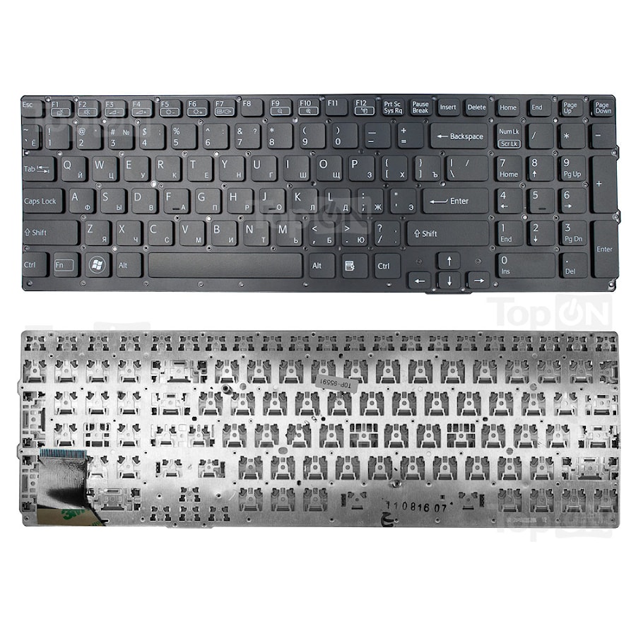 Клавиатура для ноутбука Sony Vaio VPC-SE Series. Плоский Enter. Черная, без рамки. PN: 9Z.N6CBF.20R, NSK-SE2BF.