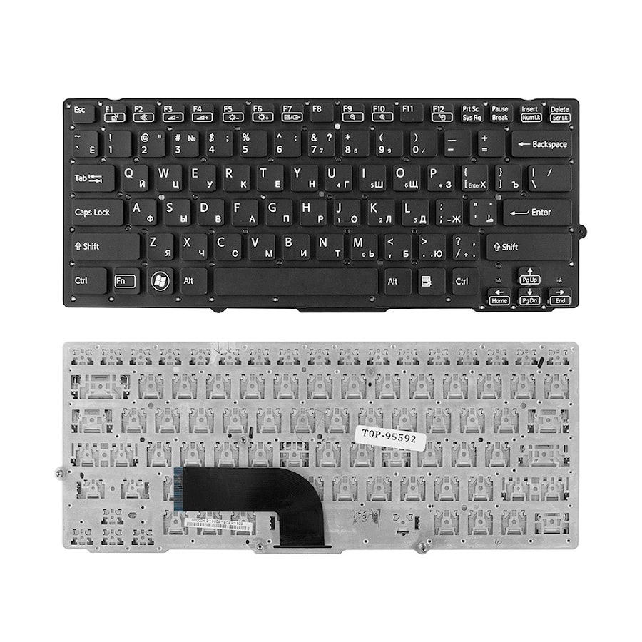 Клавиатура для ноутбука Sony Vaio Sony Vaio VPC-SB, VPC-SD, VPCSB, VPCSD Series. Плоский Enter. Черная, без рамки. PN: 148949641, 9Z.N6BBF.00R.
