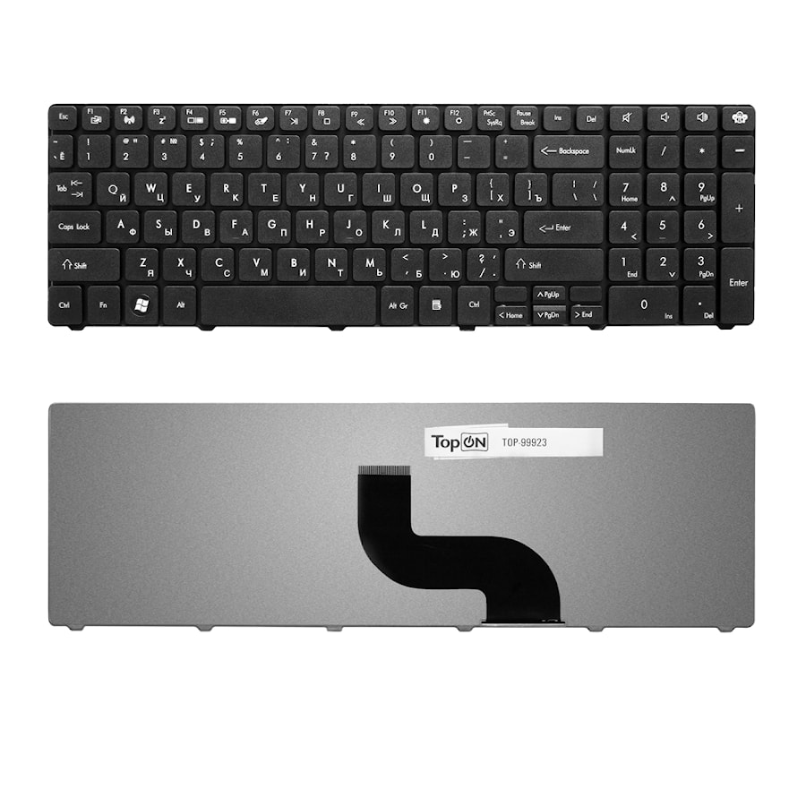 Клавиатура для ноутбука Packard Bell EasyNote TM81, TM86, TM87, TM89 Series. Плоский Enter. Черная, без рамки. PN: AER15U00310, KB.I170G.161.