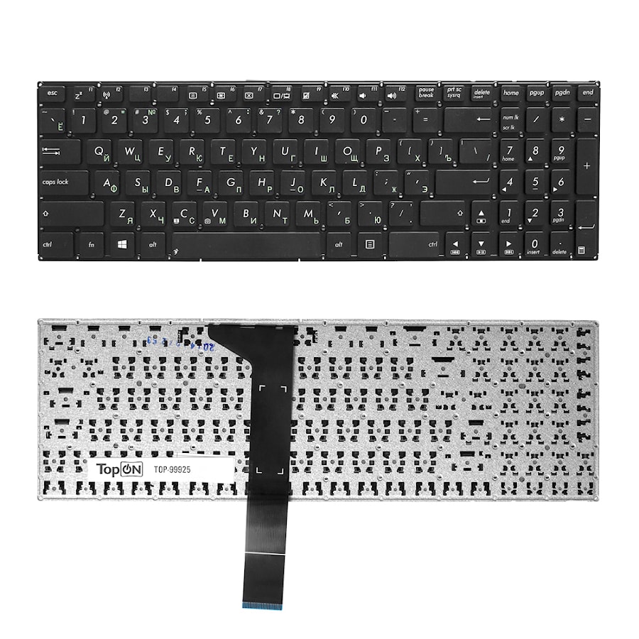 Клавиатура для ноутбука Asus X550С, X551C, X750J, A550C, A750L Series. Плоский Enter. Черная, без рамки. PN: 9Z.N8SSU.40R, 0KN0-N32RU.