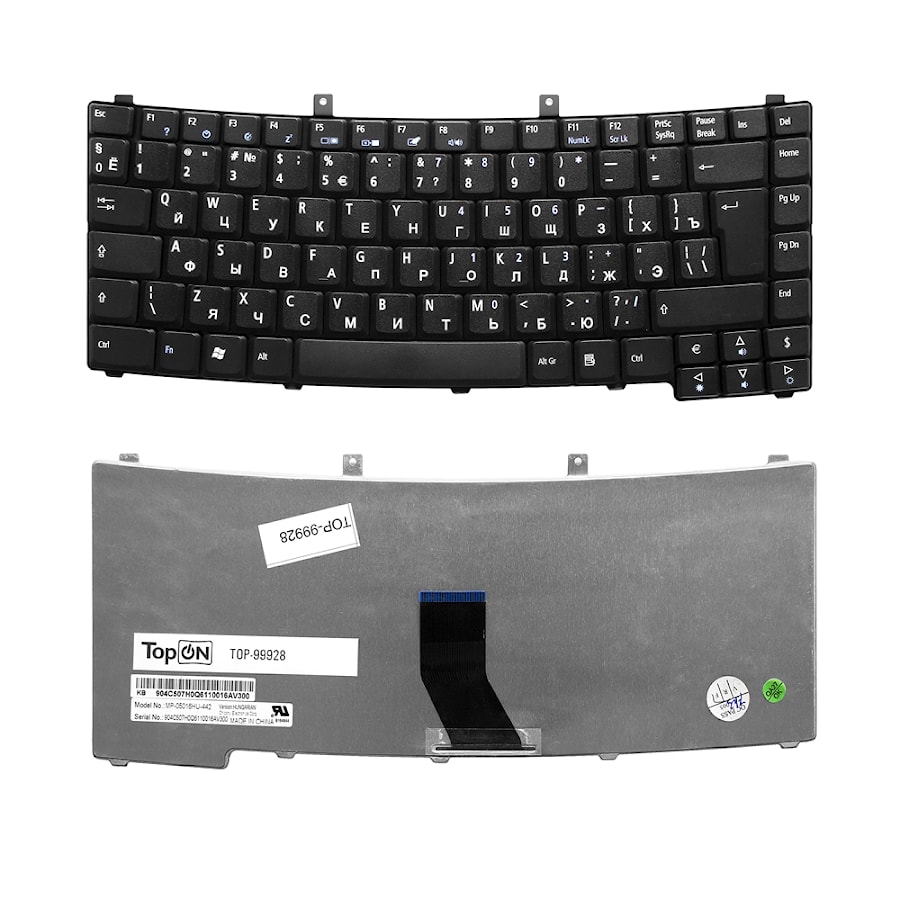 Клавиатура для ноутбука Acer TravelMate 3200, 4000, 4200, 8000, 8100 Ferrari 4000 Series. Г-образный Enter. Черная, без рамки. PN: NSK-AEK0R.