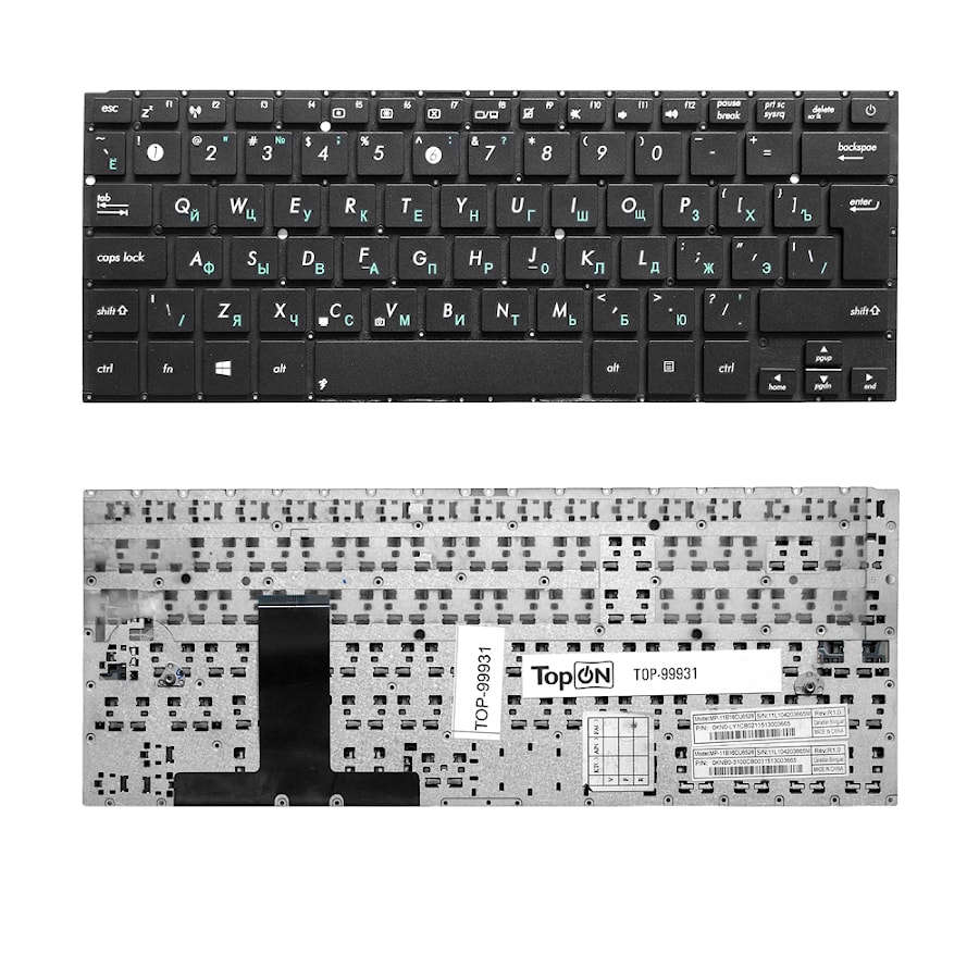 Клавиатура для ноутбука Asus UX31, UX32 Series. Г-образный Enter. Черная, без рамки. PN: PK130SQ415S, 0KNB0-3624RU00.