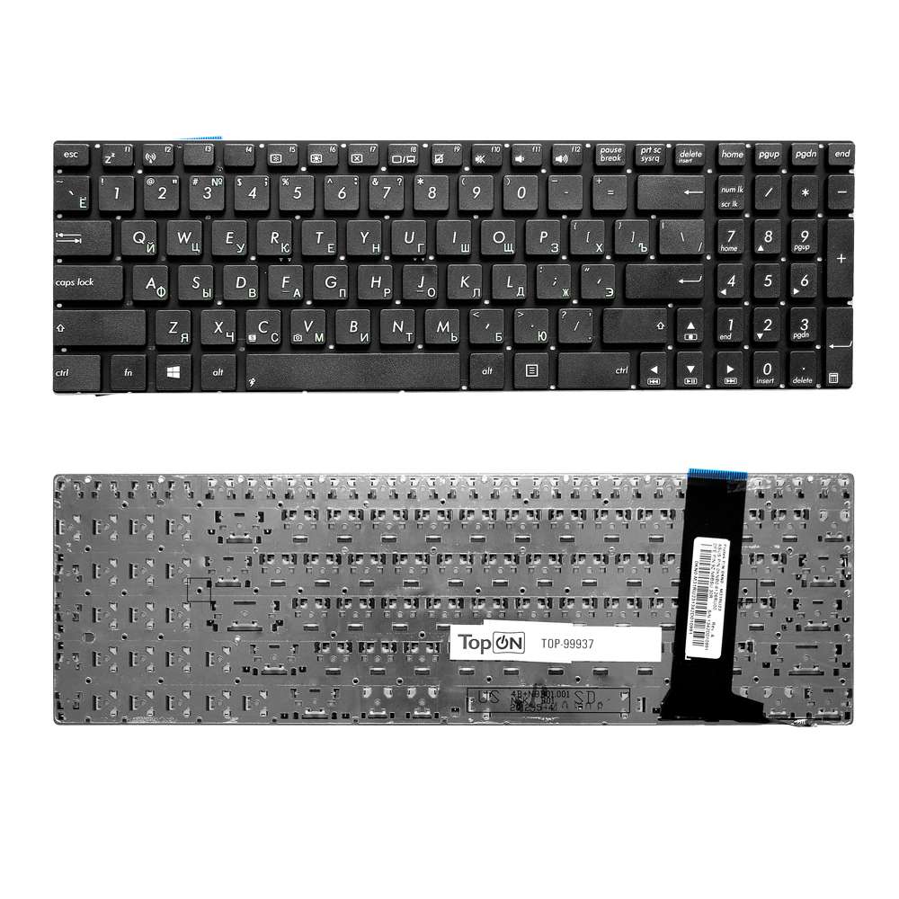 Клавиатура для ноутбука Asus G56, N56, N76, R500, R505, Zenbook U500VZ Series. Плоский Enter. Черная, без рамки. PN: 9Z.N8BBQ.G0R, 0KNB0-6120RU00.  
