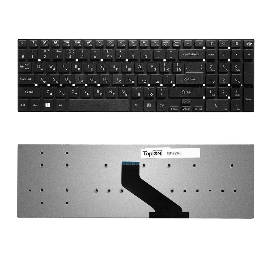 Клавиатура для ноутбука Packard Bell EasyNote LS11, LS13, LV11, TS13, TS44 Series. Г-образный Enter. Черная, без рамки. PN: V121702AS1.