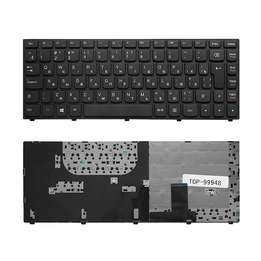 Клавиатура для ноутбука Lenovo Yoga 13 Series. Г-образный Enter. Черная, с черной рамкой. PN: 9Z.N7GPN.P01, 25202908.
