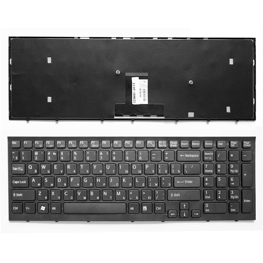 Клавиатура для ноутбука Sony Vaio VPC-EB Series. Плоский Enter. Черная, с черной рамкой. PN: 148792871, V111678A.
