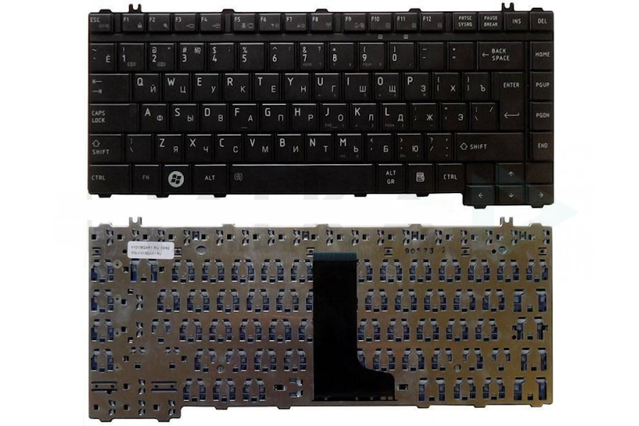 Клавиатура для ноутбука Toshiba Qosmio F50, Satellite A200, A205, A210, A215, A300 Series. Г-образный Enter. Черная без рамки. PN: NSK-TAJ01.