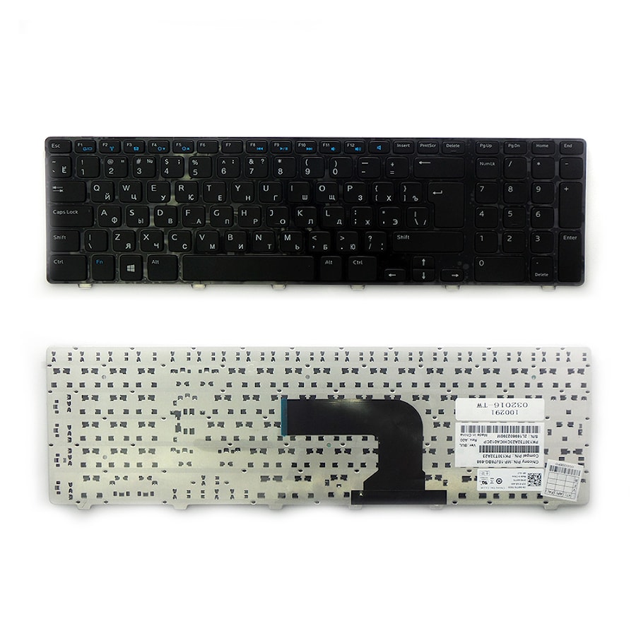 Клавиатура для ноутбука Dell Inspiron 3721, 3737, 5721, 5737 Series. Г-образный Enter. Черная, с черной рамкой. PN: 20125077606, MP-10J76BG-698.