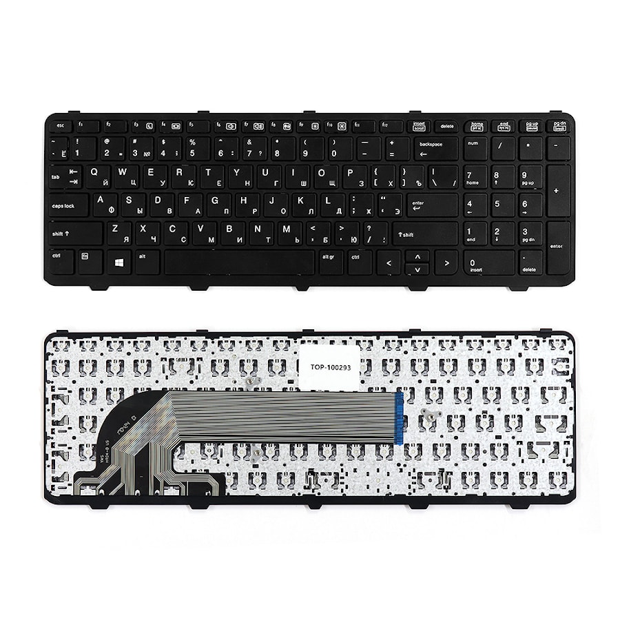 Клавиатура для ноутбука HP Probook 450 G0, 450 G1, 455 G1, 470 G0, 470 G1 Series. Плоский Enter. Черная, с черной рамкой. PN: 90.4ZA07.L0R.
