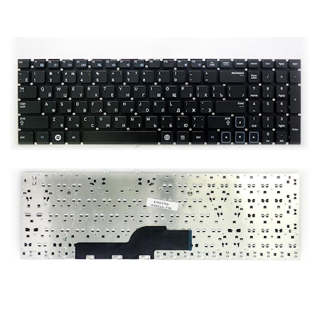 Клавиатура для ноутбука Samsung 300E5A, 300E5C, 300V5A, 305E5A, 305V5A Series. Плоский Enter. Черная, без рамки. PN: 9Z.N5QSN.10R, BA5903075.  